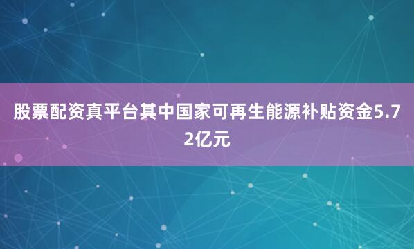 股票配资真平台其中国家可再生能源补贴资金5.72亿元